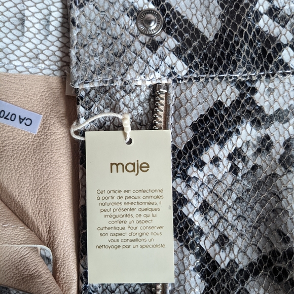 Maje snake print genuine leather mini skirt NWT - Picture 5 of 8
